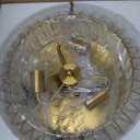 YYJLX Crystal Flush Mount Ceiling Light Fixtures Modern Gold Ceiling Light 3 Light Ceiling Chandelier for Hallway Bedroom Bathroom Foyer Living Room Dining Room Kitchen. (Large)