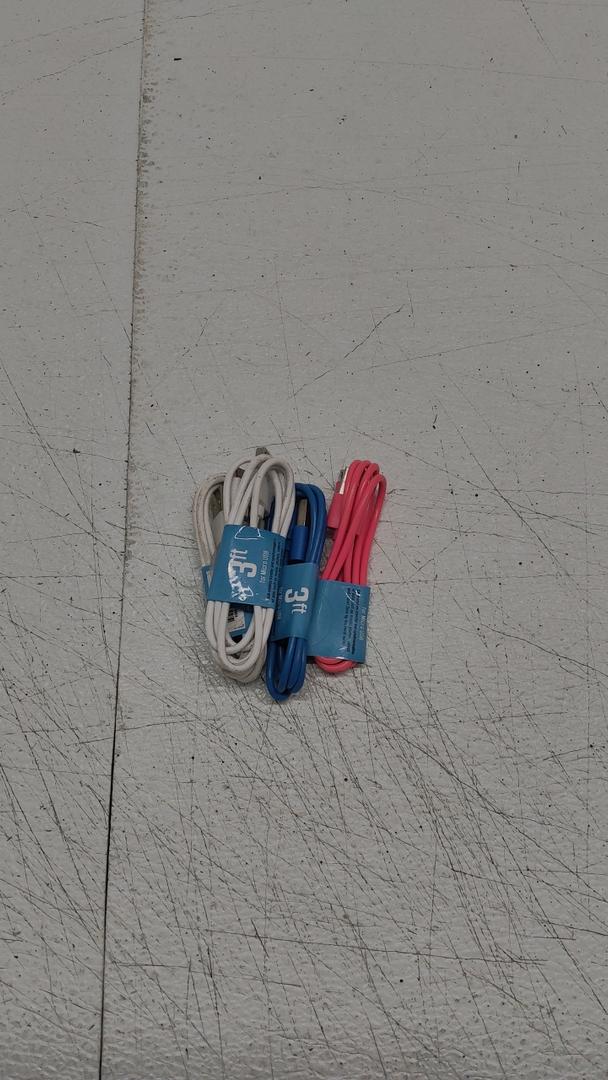 Micro-USB to USB Cable - 3 ft, Pack of 3(White, Blue, Pink)