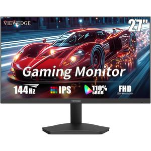 Viewedge Gaming Monitor 27 Inch FHD 144hz, 1ms IPS 1080p Computer Monitor with 110% sRGB, Bluelight Filter, HDMI & VGA Port, Support Freesync and Wall Mount