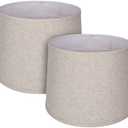 Large Lampshades Set of 2 Drum Lamp Shades 13" Top X 15" Bottom X 11" High, Large Lamp Shade Brown Lampshades Come with Spider/UNO Fitter 2 Installation Replacement Floor Lamp Shade