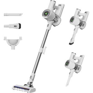Cordless Stick Vacuum Cleaner, 30KPa Handheld 2200mAh Rechargeable Battery Lightweight Small Vac Electirc Broom, 40Mins Runtime for Home Hard Floor Carpet Pet Hair Cleaning, LED Screen (White) Cordless Stick Vacuum Cleaner, 30KPa Handheld 2200mAh Rechargeable Battery Lightweight Small Vac Electirc Broom, 40Mins Runtime for Home Hard Floor Carpet Pet Hair Cleaning, LED Screen (White)