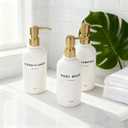 Set of 3 Shampoo and Conditioner Dispenser Stainless Steel Pump Head - 16oz Durable Shower Soap Dispenser and Shampoo Bottles - Easy to Refill Bathroom soap Dispenser Set Bathroom Decor with Labels