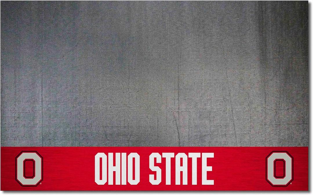 FANMATS 12109 Ohio State Buckeyes Vinyl Grill Mat - 26in. x 42in. - Deck Patio Protective Mat | Oil, flame, and UV resistant, Black
