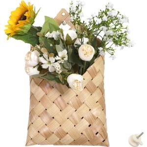 Woven Wall Hanging Basket, Hanging Wall Storage Belly Basket for Flowers & Essentials - Woven Wall Decorative Flower Basket (1)