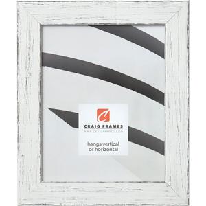 Craig Frames 16x20 Picture Frame, Rustic White, Jasper Series, 1 1/2 Wide Solid Wood Moulding with Distressed Painted Finish, Plexiglass and Backing Included, Wall Hanging Frame for Art or Posters