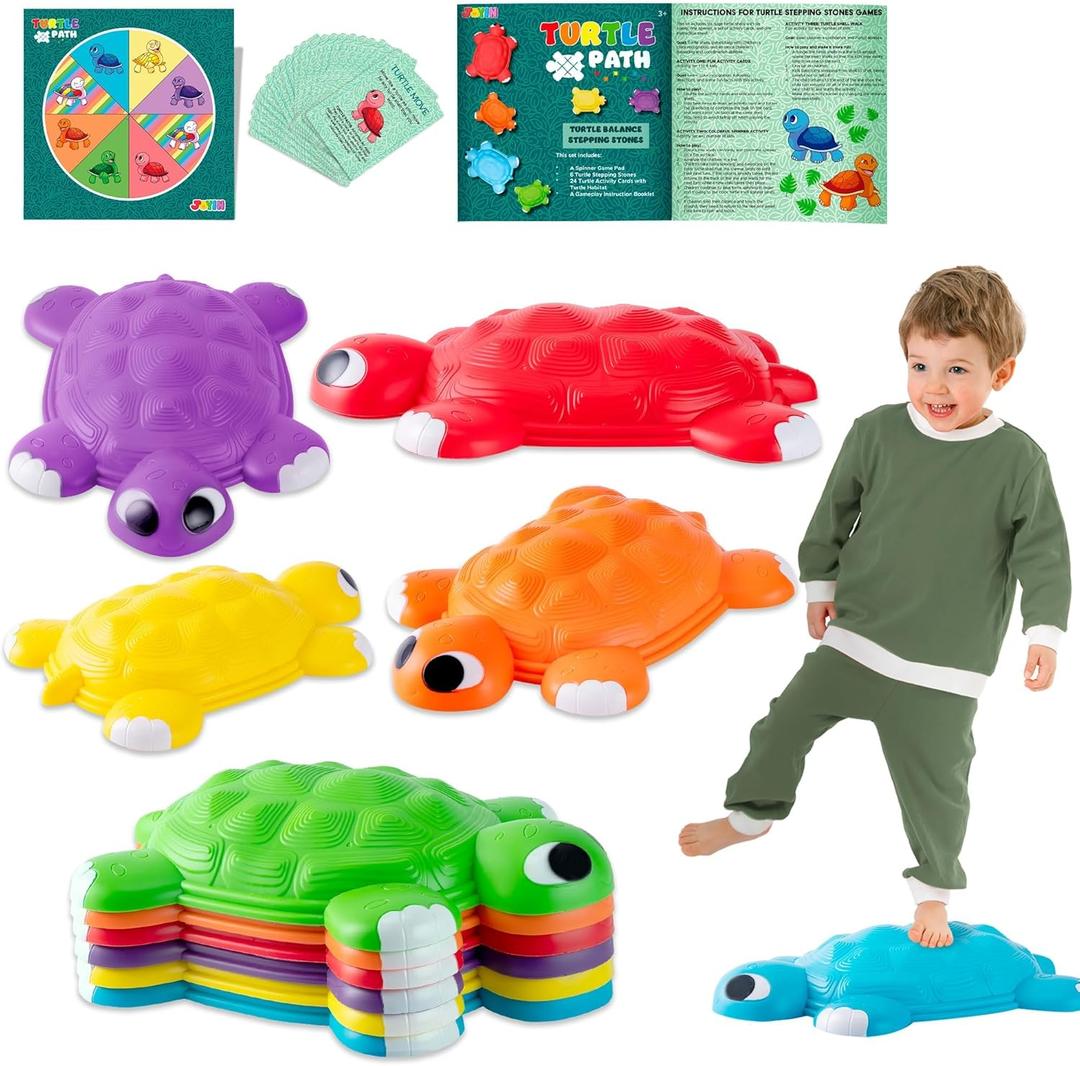 JOYIN Turtle Balance Stepping Stones, 6 Pcs Kids Turtle Jumping Stones Steps Stones Up to 265 Ibs, Toddler Obstacle Course Coordination Game Toys for Ages 3 Years and UP Indoor or Outdoor Play JOYIN Turtle Balance Stepping Stones, 6 Pcs Kids Turtle Jumping Stones Steps Stones Up to 265 Ibs, Toddler Obstacle Course Coordination Game Toys for Ages 3 Years and UP Indoor or Outdoor Play