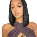 QUEENTAS 14 Inch Straight Headband Wig for Black Women, Glueless Wear and Go Synthetic Bob Wig for Daily Use Dating, Heat Resistant Soft Shoulder Length, 1B Natural Black Hair