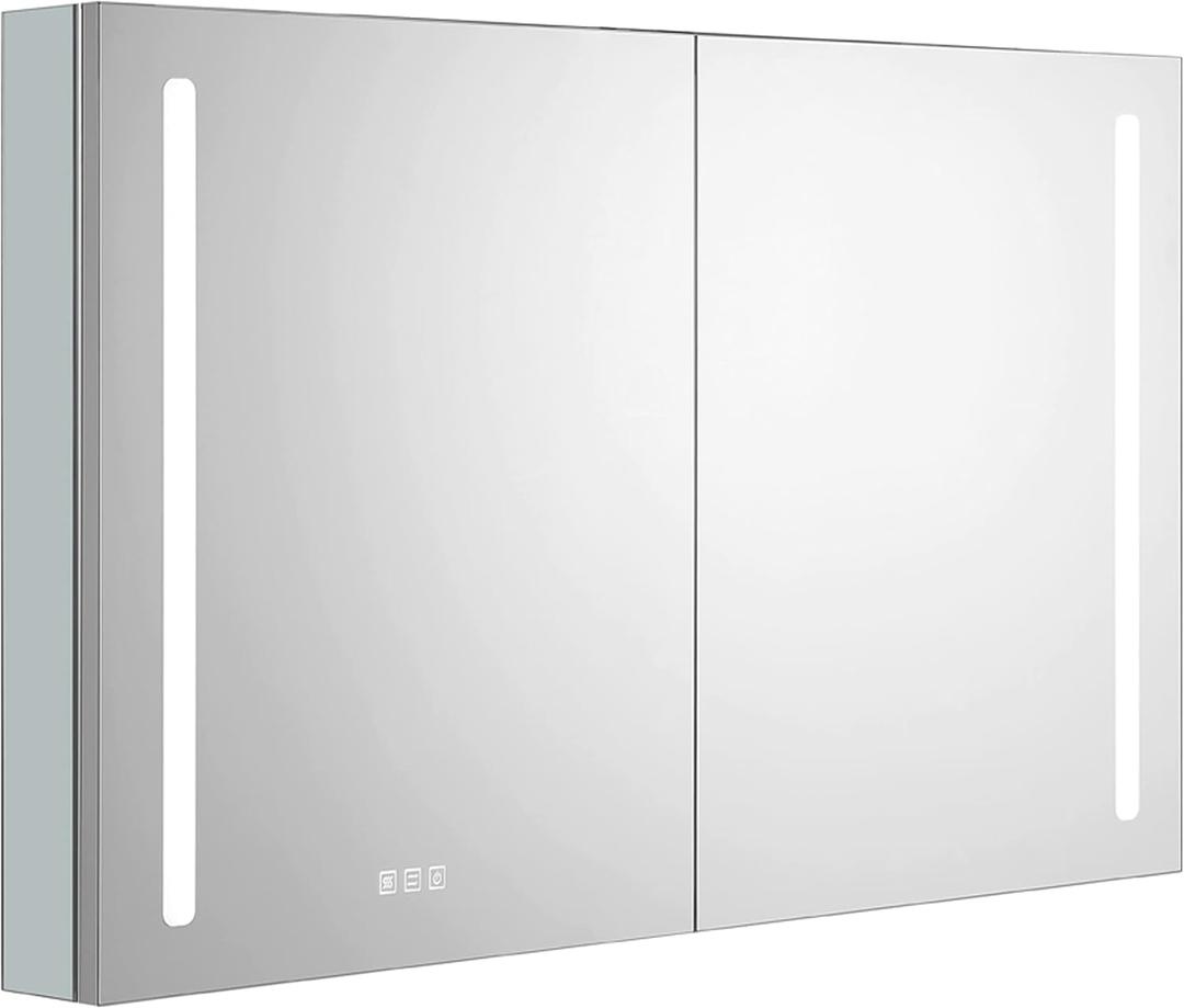LED Medicine Cabinet With Mirror, 36"27.5"5", Recessed & Surface Mount, for Bathroom, Defog, Dimmer, 2 Doors