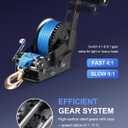 Kolvoii 3500 lbs Boat Trailer Winch with Strap, Heavy Duty Hand Winch, 2-Way Ratchet 4:1/8:1 Gear Ratio for Boat, Trailer, Marine and Jet Ski, 33FT Strap, Blue