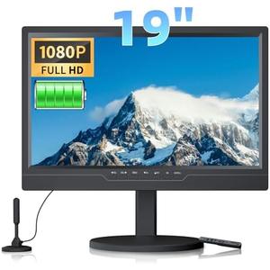 Desobry 19.1 Inch Portable TV with Digital ATSC Tuner, Small TV with Built-in 8000mAh, Portable Monitor with 1080P HDMI Input, AV Input, USB, Small T V for Travel, Camping, RV, Kitchen, Patio