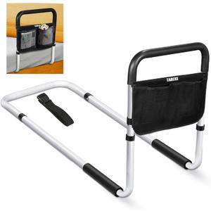 TABEKE Bed Rails for Elderly Adults Safety, Adjustable Senior Bed Assist Rail with Non-Slip Handle and Double Side Storage Pocket Fits King, Queen, Full, Twin Bed