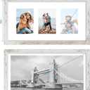 Hongkee 10x20 Picture Frame Set of 2, Distressed White Wood Frame with Real Glass Collage Frame, Display Pictures Three 5x7 With Mat or 10 x 20 Without Mat - Horizontal or Vertical Wall Mounting