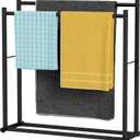 Honiter Towel Racks for Bathroom, 2 Tiers Wider Towel Drying Rack Outdoor, Free Standing Towel Rack, Pool Towel Blanket Stand and Display Rack for Oversized Bath Towels, Black