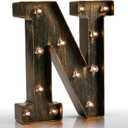 Pooqla Vintage Light Up Marquee Letters with Lights  Illuminated Industrial Style Lighted Alphabet Letter Signs - Coffee Bar Apartment Bedroom Wall Home Initials Decor A-Z