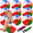 10 Pack 20" Beach Balls - Large Rainbow Beach Ball Inflatable Pool Toys for Party Supplies Decorations, Adults Kids Birthday Luau Summer Beach Water Games Beachball Party Favors