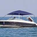 Briwooody Boat Umbrella Canopy Boat Sun Shade Kit 6' x 6' Waterproof Bimini Top Cover Thickened Straps up to 94 Inches Long with D-Shaped Buckles Storage Bag (Navy Blue,Classic)