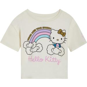 Hello Kitty Girls Drop Shoulder T-Shirt Little Kid to Big Kid Sizes (4-14-16) (10-12)