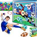 2 in 1 Soccer Ball& Football Games Set for Kids, Indoor Outdoor Sport Backyard Toss Party Game with 2 Balls Double Sided Flannel Target Soccer Gift for Boys 5-7 6-8 8-12 Years Old