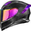 Carbon Fiber Full Face Aldult Motorcycle Helmets, DOT Approved Touring Street Motorcycle Helmet - for Men and Women Moped Scooter Helmet with Spoiler Sport (Small, 1)