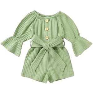 YOUNGER TREE Kids Toddler Baby Girls Summer Outfit Off-Shoulder Sunflower Overall Romper Jumpsuit Short Trousers Clothes 120