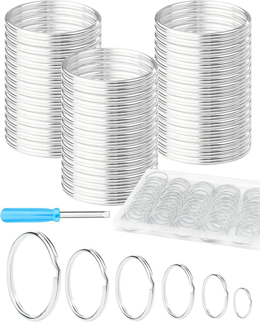 FIVEIZERO 70PCS Split Key Rings,1.5" Heavy Duty Metal Keyrings,Bulk Keychain Rings,Silver Key Ring Accessories for Keychains,Crafts,Car Keys,Pet Collars and DIY Projects