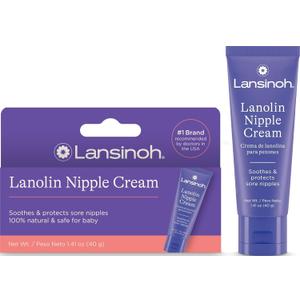 Lansinoh Lanolin Nipple Cream Safe for Breastfeeding Baby, 100% Natural Nipple Butter for Mom, Breastfeeding Essentials, 1.41 Ounces