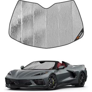 Pigenius Windshield Sun Shade for Chevy Corvette C8 2020-2026, Reversible Silver/Black