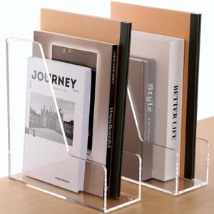 SANRUI Acrylic Magazine File Holders, Classroom Organization and Storage, Clear Bookend File Sorter, Desktop File Organizer 2-Pack