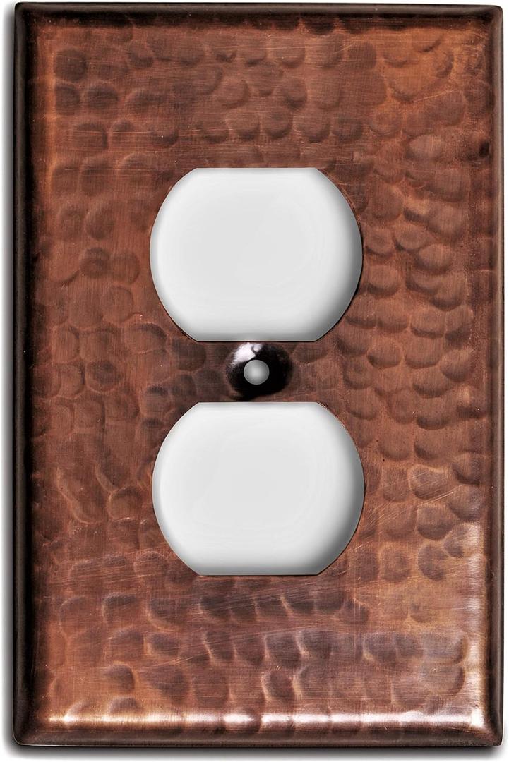 Monarch Pure Copper Hammered Duplex Wall Plate / Switch Plate (1 Gang)