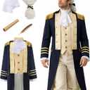Cilxdr Founding Father Costume for Men Colonial Costume Outfit Revolutionary War General Uniform for Halloween DressUp 3XL