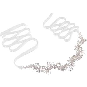 azaleas Bridal Wedding Dress Belt, Crystal Bridesmaid Sash, Rhinestone Flower Girl Belts, Evening Gown Jeweled Accessories for Women (Silver)