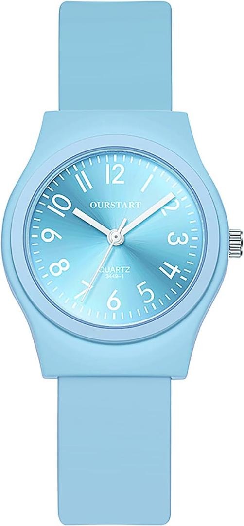 Avaner Silicone Strap Wrist Watches Analog Quartz Candy Color Sports Wristwatch (Blue)
