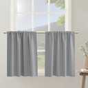 PANELSBURG Extra Wide Blackout Curtains for Small Bedroom Windows 2 Panels Thermal Insulated Light Grey Sun Blocking Short Room Darkening Blinds & Shades for Window Coverings,42 x 30 Inch Length (42"W x 30"L (Pack of 2))
