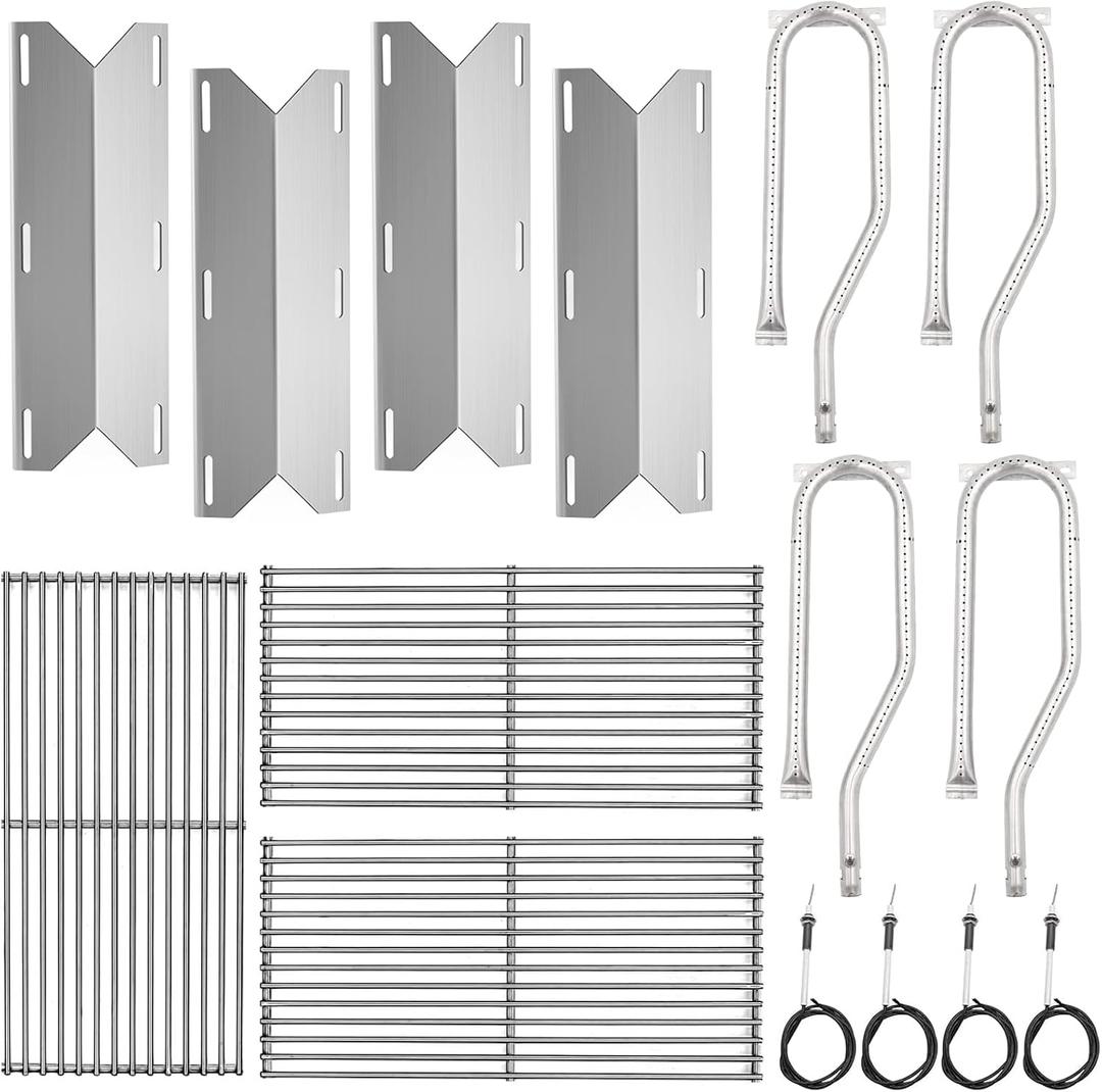 15 13/16" Heat Plate and Burner With 19 1/4" Cooking Grid Grates Replacement for Brinkmann for JennAir 720-0337, 7200337, 720 0337 and Nexgrill 720-0336, 720-0337, 730-0339,720-0511, 720-0586A