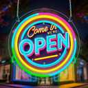 Neon Open Sign for Business, 13 * 13'' Colorful Adjustable Brightness Come in Were Open Sign for Business Walls Window Party Bar Salon Shop Hotel