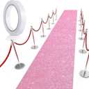 Tatuo Carpet Runner for Party Runway Rug 55 GMS Thickness with Tape for Prom Wedding Christmas Halloween Thanksgiving Outdoor Indoor Hallway Party Decoration(4.6 x 16.4 Feet,Glitter Pink)