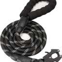 GEIT 2/4/5/6FT Dog Leash, Heavy Duty Rope Leashes, Reflective Nylon Pet Lead with Aluminum Quick Release/Locking Tactical Frog Clip for Small Medium and Large Dogs, Black, 1/2 inch