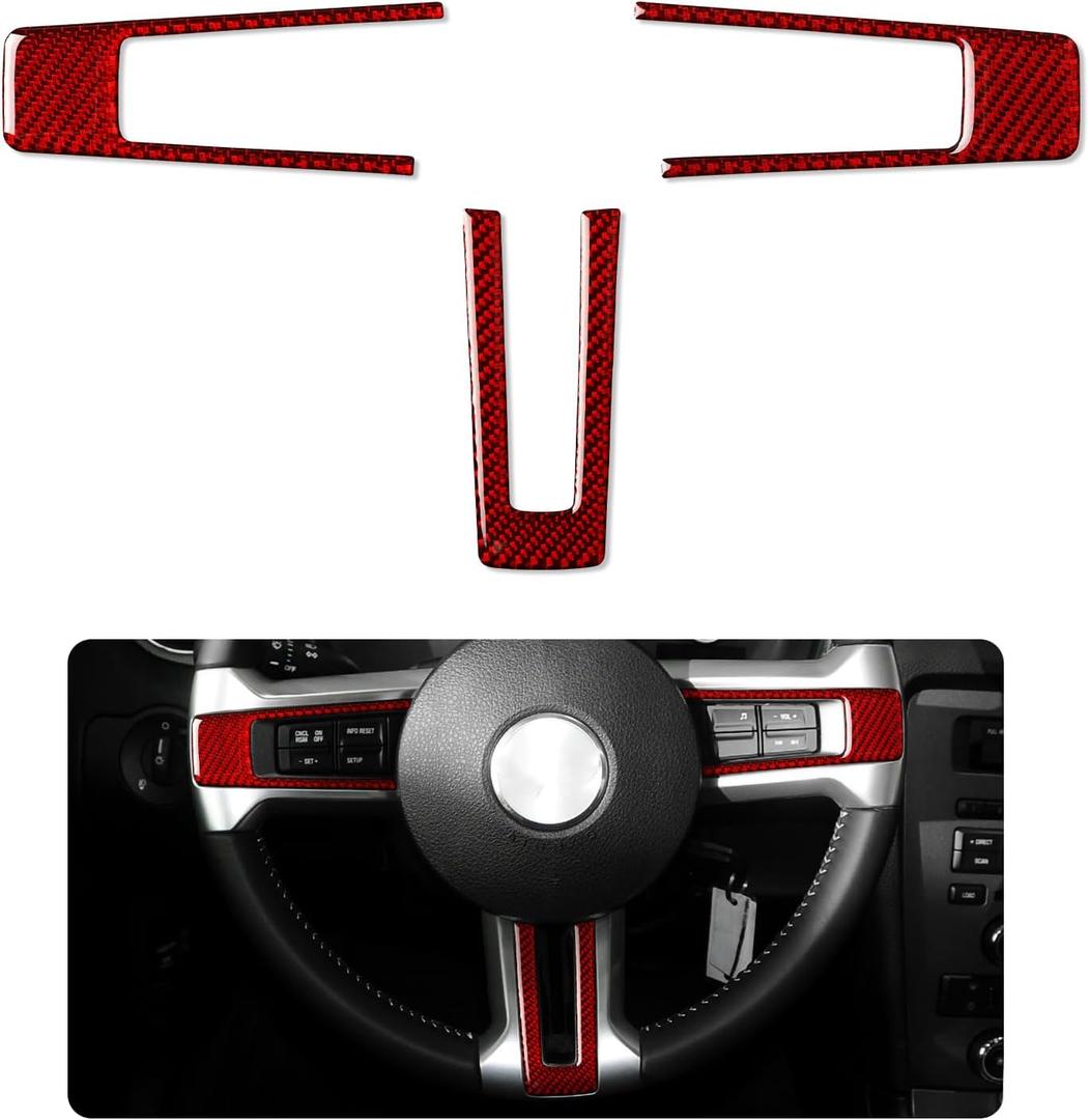Car Sticker Interior Trim Carbon Fiber Decal for Ford Mustang GT Shelby 2009 2010 2011 2012 2013 2014 Accessories (Wheel)