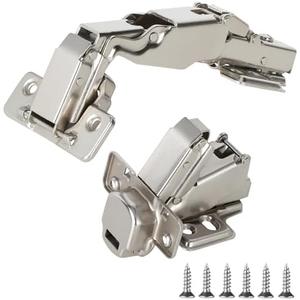 2-Pack 175/165 Degree Full Overlay Hinges, Hidden Hydraulic Adjustable Installation Slow-Closing Hinges, Suitable for Corner Kitchen Cabinet, Cupboard Folded, Folded Door