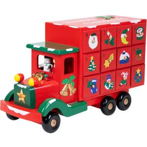 Advent Calendar Storage Truck Christmas Decoration - 14" - Red