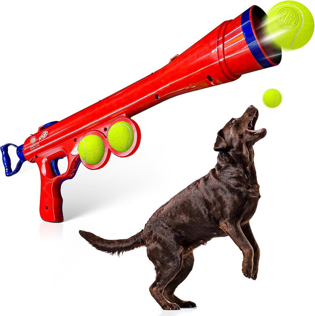 American Kennel Club Dog Ball Launcher, Tennis Ball Thrower for Dogs, Interactive Fetch Toy, Hands-Free Pickup, Launches 40-50+ ft, Includes Ball & Strap, Promotes Active Play & Exercise, Large