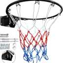 18" Basketball Rim, Basketball Hoop Replacement Wall Door Mounted Outdoor Indoor Hanging Double Spring with All Weather Net