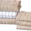 Ritz Premium Kitchen Towel and Dish Cloth Value Set: Highly Absorbent, Super Soft, Long-Lasting, 100% Cotton Checked and Solid Hand Towels, Tea Towels, Bar Towels - 6 Pack, Putty