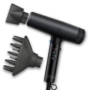 Infiniti PRO CONAIR Digital Dryer, Frizz-Reducing Ionic Hair Blow Dryer with Diffuser and Concentrator Attachments, Up to 5X More Speed and 90,000 RPMs for Advanced Drying Power, Black
