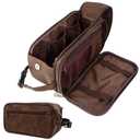 PAVILIA Toiletry Bag for Men, Travel Essentials Shaving Dopp Kit, Mens Travel Bag Toiletries Organizer Case for Grooming, PU Leather Water Resistant Cosmetic Bag Pouch (Dark Brown) (Large (10.5x5.5x6))