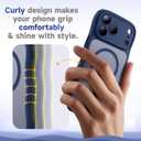 for iPhone 17 Pro Max Case for Women Girls,Compatible with MagSafe,Camera Control,Full Camera Protection, Cute Wave Magnetic Phone Case for iPhone 17 Pro Max,Dark Blue