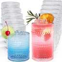 Vintage Hobnail Drinking Glasses Set of 12, 12 oz Highball Glasses & 10 oz Cocktail Glasses, Embossed Glass Cups, Clear Water Glasses Kitchen Bar Glassware Set for Beer, Juice, Cocktail, Whiskey