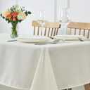 maxmill Weaved Texture Rectangle Tablecloth Water Resistant Wrinkle Free Spill-Proof, Soft Table Cloth for Dining Room Decoration, Banquet Parties Event Holiday Dinner, 60 x 84 Inch Ivory