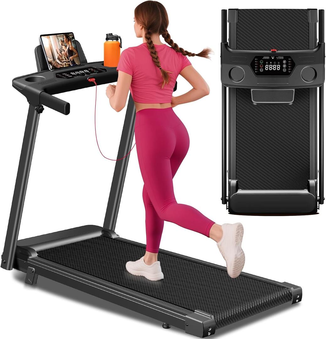Aiteid Treadmill with 12% Incline, 3.0HP Low Noise Treadmills for Home, Portable Electric Treadmill with Handles, Walking Pad, Compact Running Machine, Walking Pad with Handle, 0.6-6.2MPH