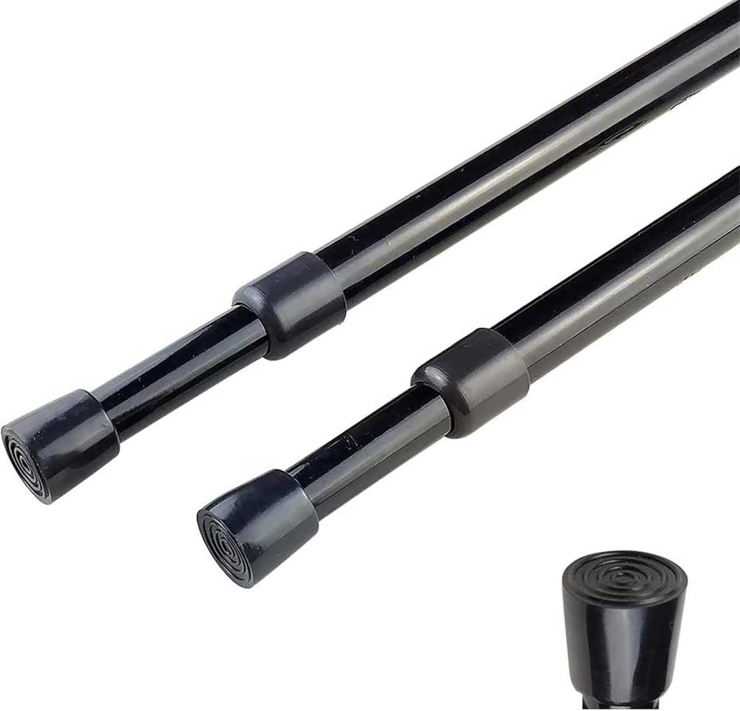2pcs Spring Tension Curtain Rod28-43 Inches Adjustable Expandable Pressure Black Curtain Tension Rods For Kitchen, Bathroom, Window,Home